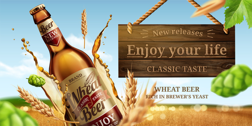 Classic wheat beer poster template vectors 03