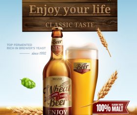 Classic wheat beer poster template vectors 04