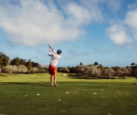 Close stance golf Stock Photo