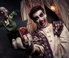 Clown and clown toy Stock Photo