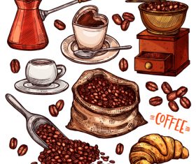 Coffee color hand drawn vector sketch Illustration 02