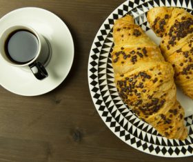 Coffee croissants Stock Photo