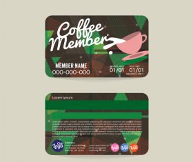 Coffee member card template vector 01