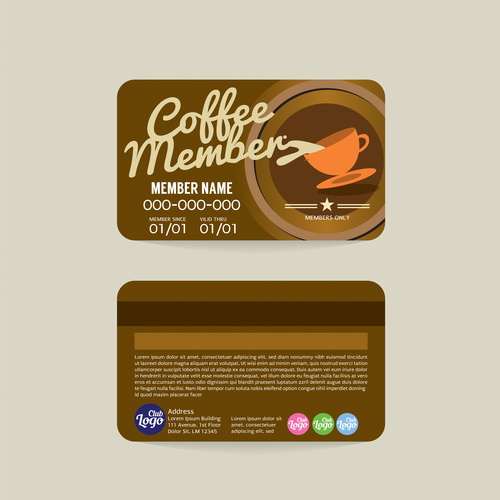 Coffee member card template vector 02