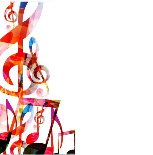 Colored abstract musical note with white background vector