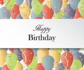 Colored balloons background with birthday card vector