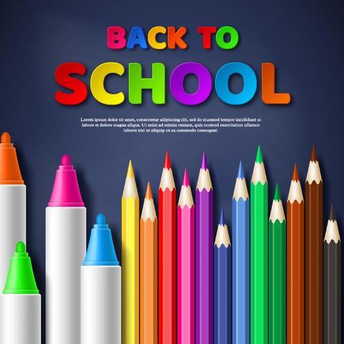 Colored pen with back to school background vector
