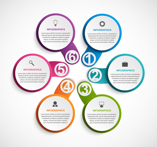 Colored round infographic template vector 01