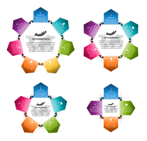 Colored round infographic template vector 04