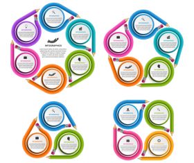 Colored round infographic template vector 05