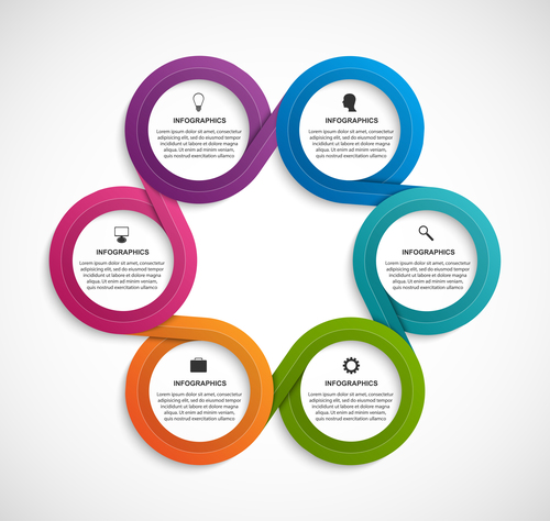 Colored round infographic template vector 09