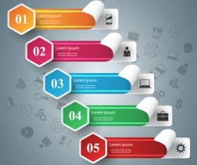 Colored stocker with number option infographic vector