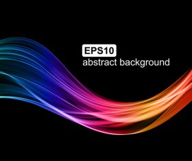 Colored wave abstract design with black background vector