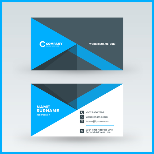 Company business card template blue vector 01