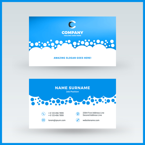 Company business card template blue vector 02