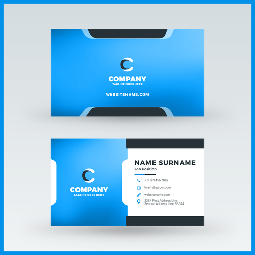 Company business card template blue vector 03