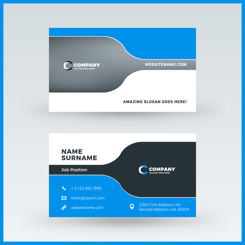 Company business card template blue vector 04