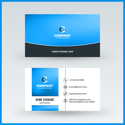 Company business card template blue vector 05