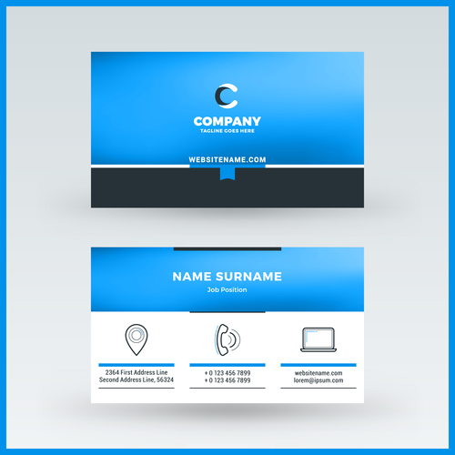 Company business card template blue vector 06