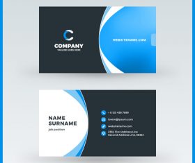 Company business card template blue vector 08