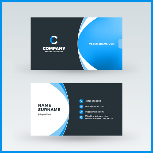 Company business card template blue vector 08