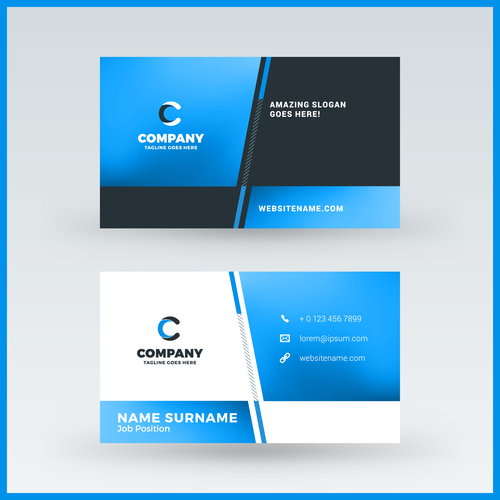 Company business card template blue vector 09