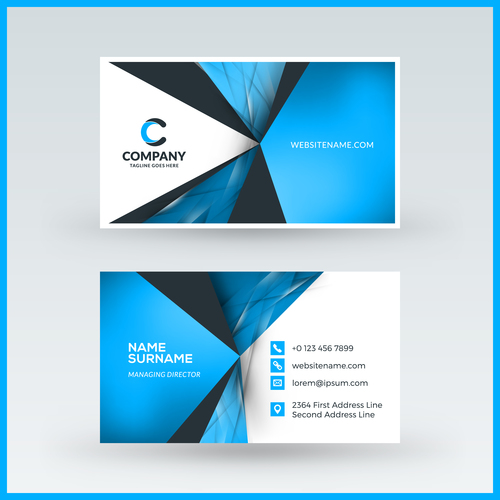 Company business card template blue vector 10