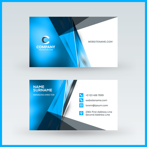 Company business card template blue vector 11