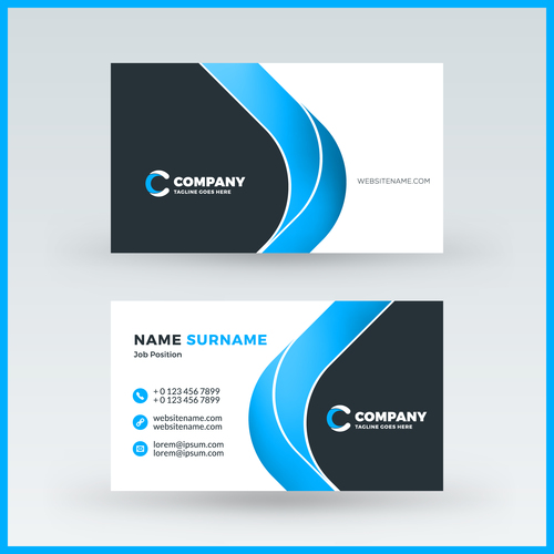 Company business card template blue vector 12