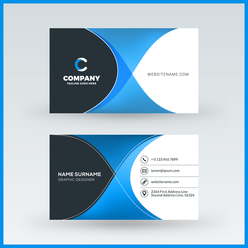 Company business card template blue vector 13