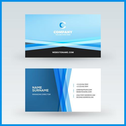 Company business card template blue vector 16
