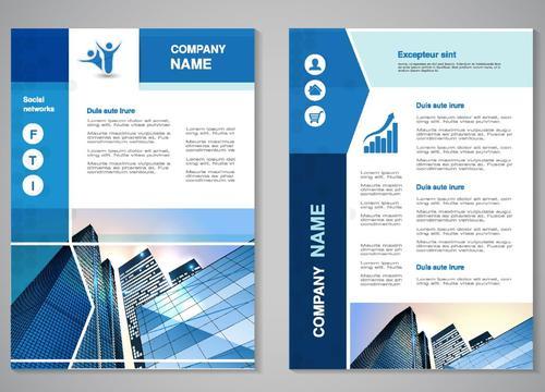 Compeny brochure cover template blue vector