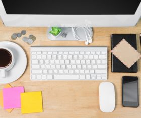 Computer and coffee on the desk Stock Photo