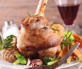 Cooked lamb chop with vegetable Stock Photo 01