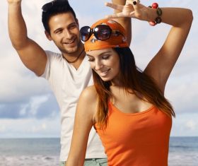 Couple dancing on the beach Stock Photo 01