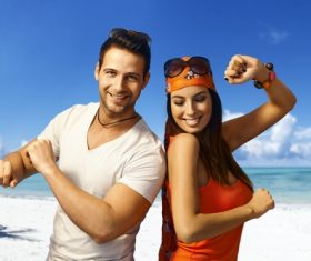 Couple dancing on the beach Stock Photo 03