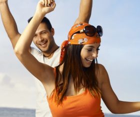 Couple dancing on the beach Stock Photo 04