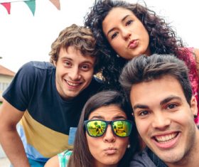 Couple party selfie Stock Photo