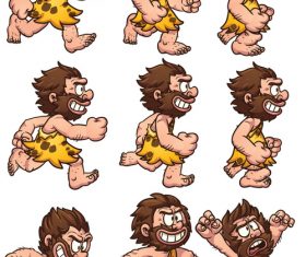 Crazy primitive people vector illustration of different actions