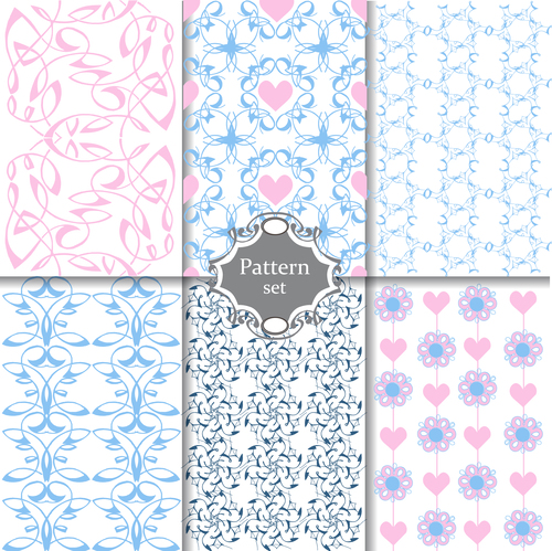 Cute Pink and blue Patterns paper or scrap booking vector
