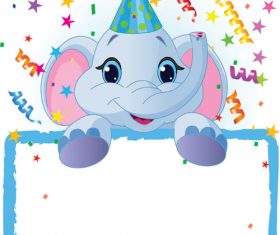 Cute animal elephant decorative border vector