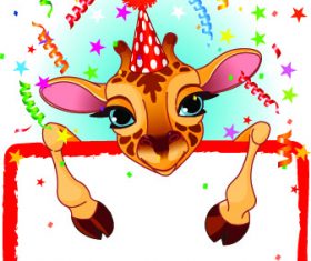 Cute animal giraffe decorative border vector