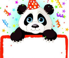 Cute animal panda decorative border