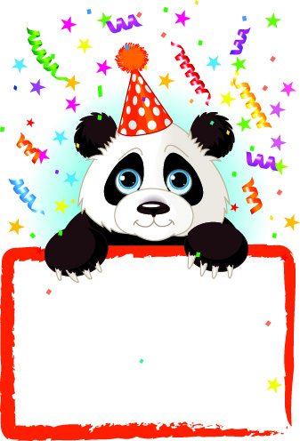 Cute animal panda decorative border