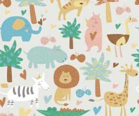 Cute animals seamless pattern vectors 01