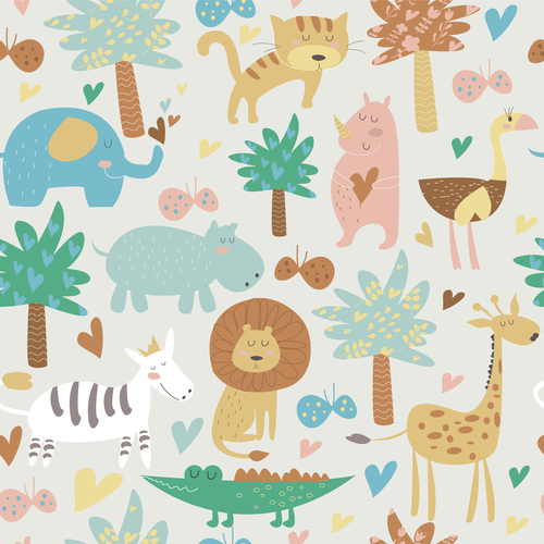 Cute animals seamless pattern vectors 01