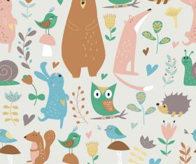 Cute animals seamless pattern vectors 02