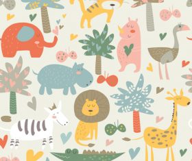 Cute animals seamless pattern vectors 03