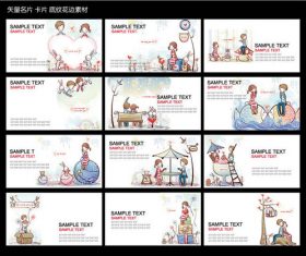 Cute cartoon character business card card template design vector material