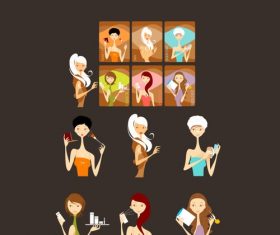 Cute cartoon hand drawn beauty AI vector